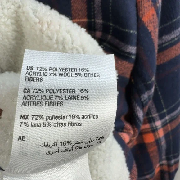 Style &‎ Co Sherpa Lined Flannel Shacket Women's MP Cozy Chic Heavy Blue Plaid - Picture 5 of 10